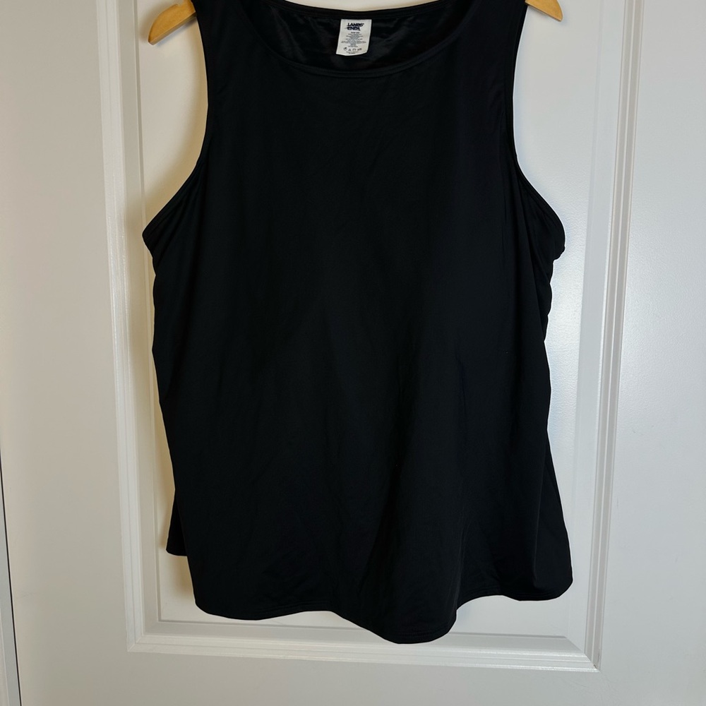 Black Sleeveless Tankini swim top with built in bra - Picture 2 of 4